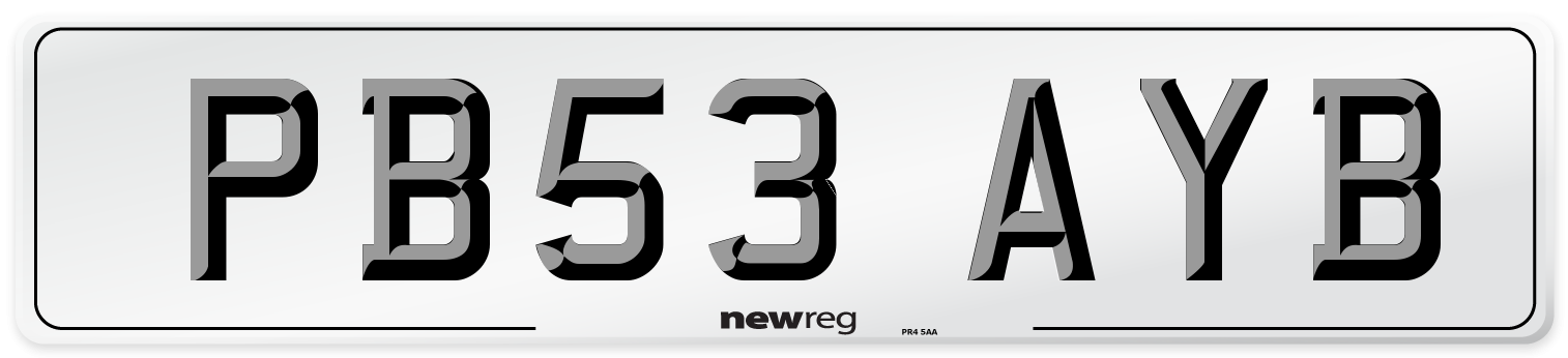 PB53 AYB Number Plate from New Reg